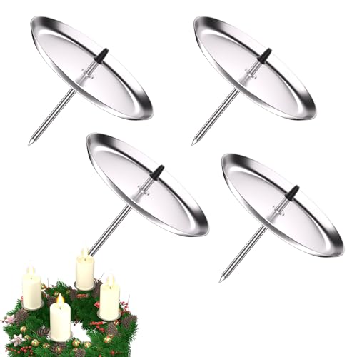 LanpoVista 4er Set Kerzenhalter für Adventskranz: 6cm Metall Matt Kerzenständer mit Edelstahl-Dorn | für Advent & Weihnachten Skranz Deko | Minimalistisch | Silber LanpoVista 4er Set Kerzenhalter für Adventskranz: 6cm Metall Matt Kerzenständer mit Edelstahl-Dorn | für Advent & Weihnachten Skranz Deko | Minimalistisch | Silber von LanpoVista