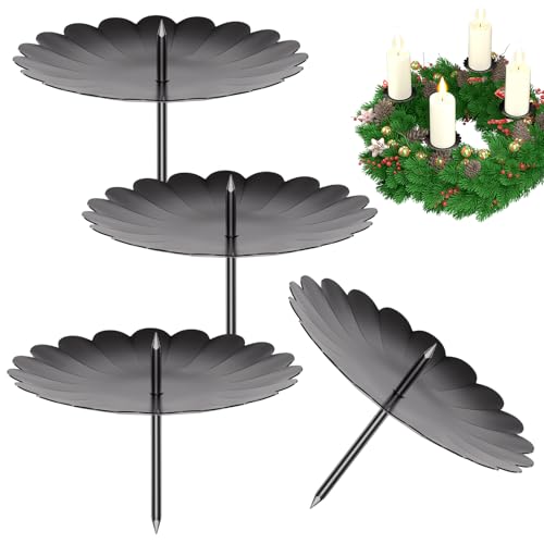 LanpoVista 4er Set Kerzenhalter für Adventskranz: 8cm Metall Blütenblattform Kerzenständer mit Edelstahl-Dorn | DIY Weihnachtsdeko & Adventskranz | Minimalistisch | Schwarz LanpoVista 4er Set Kerzenhalter für Adventskranz: 8cm Metall Blütenblattform Kerzenständer mit Edelstahl-Dorn | DIY Weihnachtsdeko & Adventskranz | Minimalistisch | Schwarz von LanpoVista