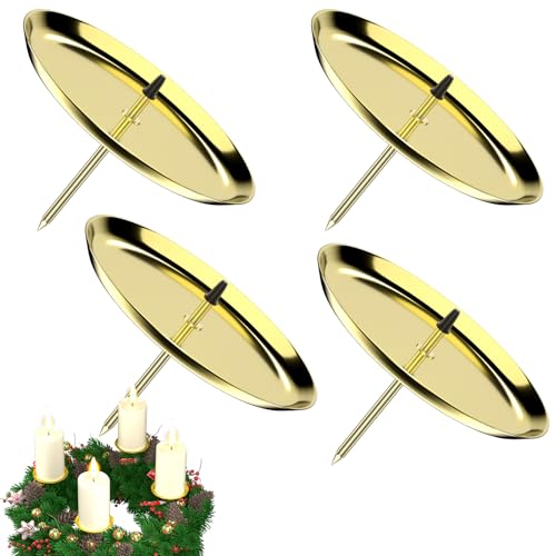 LanpoVista 4er Set Kerzenhalter für Adventskranz: 8cm Metall Matt Kerzenständer mit Edelstahl-Dorn | für Advent & Weihnachten Skranz Deko | Minimalistisch | Gold LanpoVista 4er Set Kerzenhalter für Adventskranz: 8cm Metall Matt Kerzenständer mit Edelstahl-Dorn | für Advent & Weihnachten Skranz Deko | Minimalistisch | Gold von LanpoVista