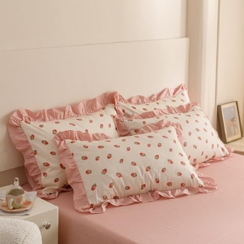 Lanqinglv 2er Pack Kissenbezug Kissenbezüge 40 x 80 cm Rosa Erdbeeren mit Rüschen Uni Weiche Mikrofaser Kopfkissenbezug 40x80 Kissenhülle Doppelpack Lanqinglv 2er Pack Kissenbezug Kissenbezüge 40 x 80 cm Rosa Erdbeeren mit Rüschen Uni Weiche Mikrofaser Kopfkissenbezug 40x80 Kissenhülle Doppelpack von Lanqinglv