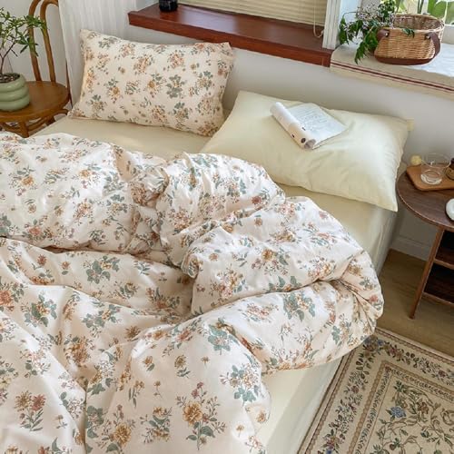 Lanqinglv Bettwäsche 135x200 4teilig Grün Beige Blumen Blätter Wende Bettwäsche Blümchen für Allergiker,Aesthetic Bettwäsche Set Vintage Bettbezug mit Reißverschluss und 2 Kissenbezug 80x80 cm Lanqinglv Bettwäsche 135x200 4teilig Grün Beige Blumen Blätter Wende Bettwäsche Blümchen für Allergiker,Aesthetic Bettwäsche Set Vintage Bettbezug mit Reißverschluss und 2 Kissenbezug 80x80 cm von Lanqinglv