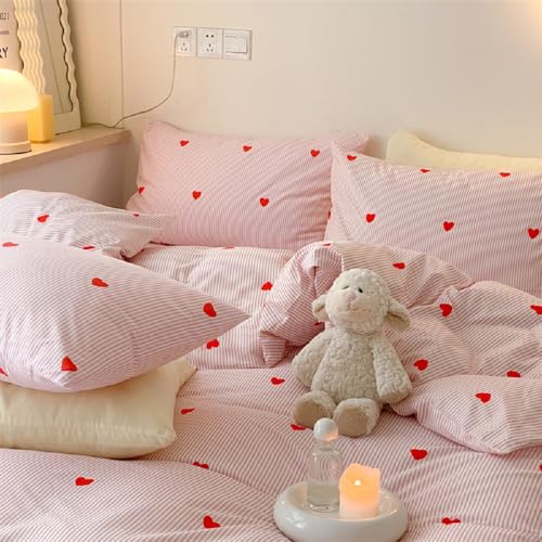 Lanqinglv Bettwäsche 135x200 Mädchen Rosa Herzenmuster Gestreift Kinder Bettwäsche aus Microfaser,ÖKO-TEX Bettwäsche Set - Bettbezug mit Reißverschluss und 1 Kissenbezug 80x80 cm Lanqinglv Bettwäsche 135x200 Mädchen Rosa Herzenmuster Gestreift Kinder Bettwäsche aus Microfaser,ÖKO-TEX Bettwäsche Set - Bettbezug mit Reißverschluss und 1 Kissenbezug 80x80 cm von Lanqinglv