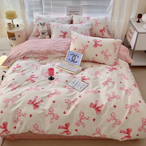 Lanqinglv Bettwäsche 155x220 Mädchen Rosa mit Schleifen Kinder Bettwäsche aus Microfaser,Rosa Weiß Herzen ÖKO-TEX Bettwäsche Set - Wende Bettbezug mit Reißverschluss und 1 Kissenbezug 80x80 cm Lanqinglv Bettwäsche 155x220 Mädchen Rosa mit Schleifen Kinder Bettwäsche aus Microfaser,Rosa Weiß Herzen ÖKO-TEX Bettwäsche Set - Wende Bettbezug mit Reißverschluss und 1 Kissenbezug 80x80 cm von Lanqinglv