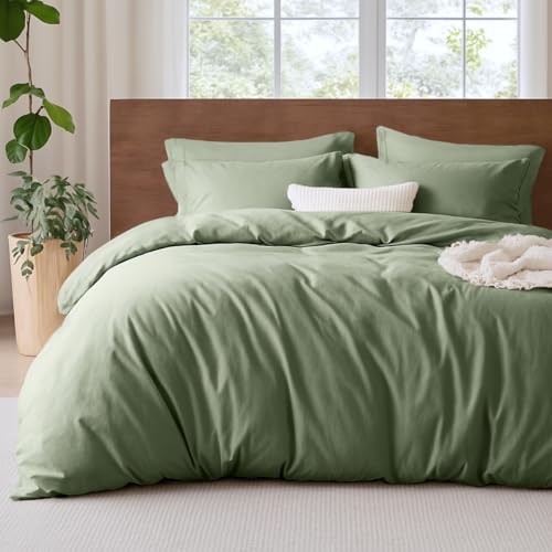 Lanqinglv Bettwäsche 200x220cm Grün Microfaser Bettwäscheset Uni Unifarben Doppelbett Bettbezug mit Reißverschluss und 2 Kissenbezüge 80x80 cm - Einfach und Klassisch von Lanqinglv