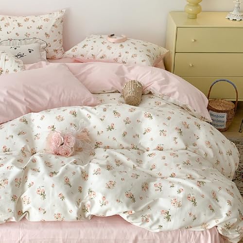 Lanqinglv Bettwäsche 220x240 cm Rosa Weiß Blumen Blätter Wende Bettwäsche für Allergiker,Aesthetic Bettwäsche Set ÖKO-TEX Bettbezug mit Reißverschluss und 2 Kissenbezug 80x80 cm Lanqinglv Bettwäsche 220x240 cm Rosa Weiß Blumen Blätter Wende Bettwäsche für Allergiker,Aesthetic Bettwäsche Set ÖKO-TEX Bettbezug mit Reißverschluss und 2 Kissenbezug 80x80 cm von Lanqinglv
