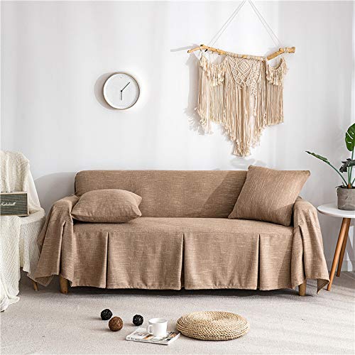 Lanqinglv Braun Sofaüberwurf 1/2/3/4 Sitzer Baumwolle und Linen Sofabezug Sesselbezug Rutschfes Sofahusse Sofaüberwurf Couchbezug Sofaschoner Couchschoner Schutzbezug (200x300cm) von Lanqinglv