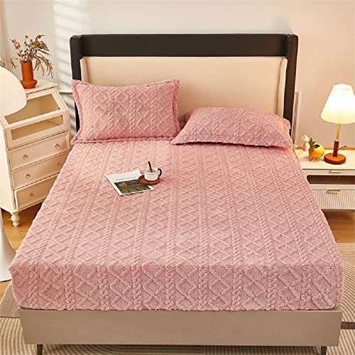 Lanqinglv Fleece Plüsch Spannbettlaken 150x200cm Rosa Kuschelige Flauschig Cashmere-Touch Winter Warm Bettlaken Spannbetttuch für Boxspringbett Topper Matratze bis 25-30 cm von Lanqinglv