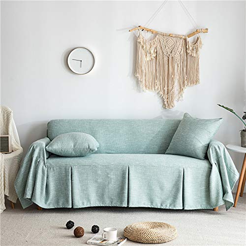 Lanqinglv Grün Sofaüberwurf 1/2/3/4 Sitzer Baumwolle und Linen Sofabezug Sesselbezug Rutschfes Sofahusse Sofaüberwurf Couchbezug Sofaschoner Couchschoner Schutzbezug (200x150cm) von Lanqinglv