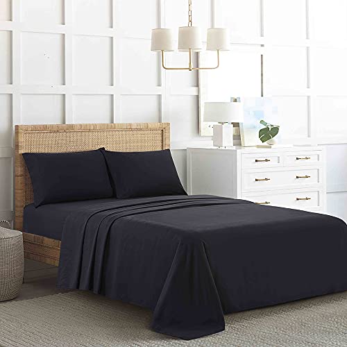 Lanqinglv Jersey Boxspringbett Schwarz Spannbettlaken 140 x 200 cm bis 160 x 200 cm - Atmungsaktiv 120g/m² Mikrofaser Spannbetttuch Bettlaken,bis 25-30 cm Matratzenhöhe von Lanqinglv