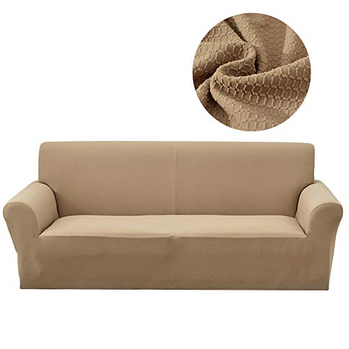 Lanqinglv Khaki Elastisch Jacquard Sofaüberwurf Wasserabweisend Sofa Überwürfe 1/2/3/4 sitzer Sofabezug Einfarbig Couchbezug Sesselbezug rutschfest Abwaschbar von Lanqinglv