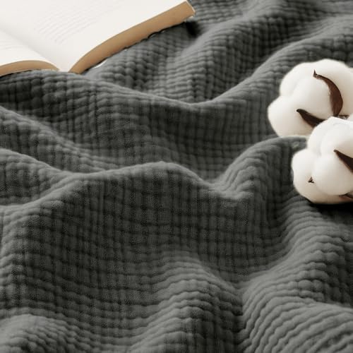 Lanqinglv Musselin Kuscheldecke 150x200cm Baumwolle Decke, 4-Lagig Musselin Sommerdecke Grau Tagesdecke Oeko-Tex zertifizierte, Wohn- & Kuscheldecke für Couch und Sofa,Bett-Überwurf,Baumwolldecke Lanqinglv Musselin Kuscheldecke 150x200cm Baumwolle Decke, 4-Lagig Musselin Sommerdecke Grau Tagesdecke Oeko-Tex zertifizierte, Wohn- & Kuscheldecke für Couch und Sofa,Bett-Überwurf,Baumwolldecke von Lanqinglv