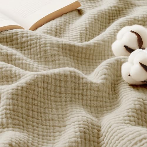 Lanqinglv Musselin Kuscheldecke 220x240cm Baumwolle Decke, 4-Lagig Musselin Sommerdecke Beige Tagesdecke Oeko-Tex zertifizierte, Wohn- & Kuscheldecke für Couch und Sofa,Bett-Überwurf,Baumwolldecke Lanqinglv Musselin Kuscheldecke 220x240cm Baumwolle Decke, 4-Lagig Musselin Sommerdecke Beige Tagesdecke Oeko-Tex zertifizierte, Wohn- & Kuscheldecke für Couch und Sofa,Bett-Überwurf,Baumwolldecke von Lanqinglv