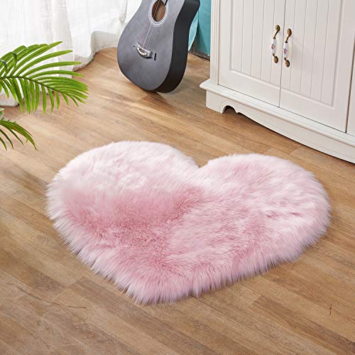 Lanqinglv Teppich Faux Lammfell Longhair Fell Teppiche Weich Kunstfell Schaffell Matten Universal für Wohnzimmer Schlafzimmer Mädchenzimmer Nachahmung Wolle Bett-Vorleger(Light Rosa,30x40cm) von Lanqinglv