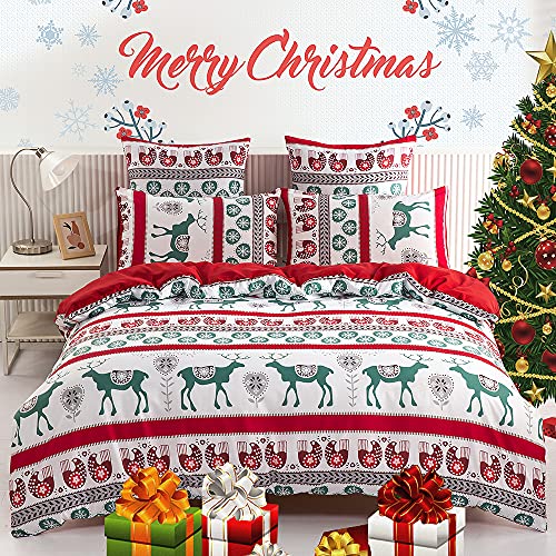 Lanqinglv Weihnachten Baby Kinder Bettwäsche 135x200cm Mädchen Junge Weihnachtsmann Muster Rot Babybettwäsche Kinderbettwäsche Bettbezug Einzelbett und 1 Kissenbezug 80x80cm (KL,135x200) von Lanqinglv