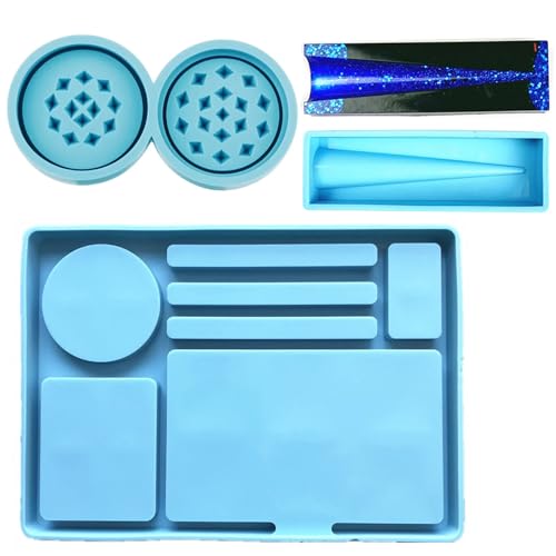 Lanstics 3 x rollende Silikonform Aschenbecher-Mühle – große rechteckige Schale für Epoxidharzguss, DIY-Harz-Tablett, Heimdekoration, 3 Stück von Lanstics