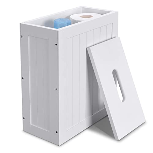 Lantaly Slimline Badezimmer-Aufbewahrungseinheit aus Holz, Toilettenpapierschrank, kompakter Shaker, Mehrzweck-Reinigungsbox von Lantaly