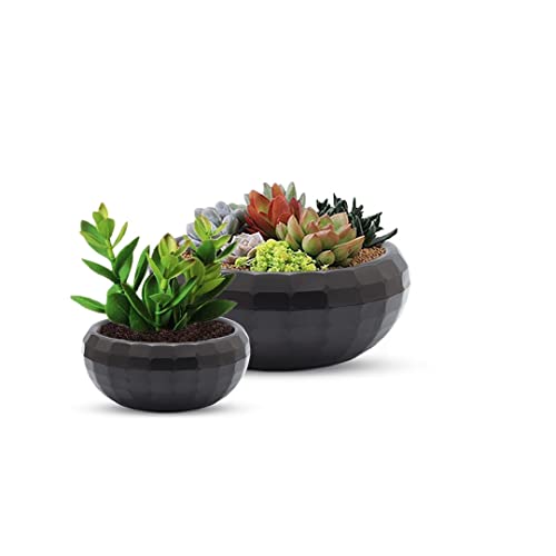 LANTBERG®️ | Premium 2er-Set Blumentopf 4,2 L + 0,7 L | Selbstbewässerungssystem mit Wasserspeicher | Pflanzengefäß Übertopf Grau für Innen- und Außenbereich | Kunststoff | Plant Pot Set (Dunkel Grau) von LANTBERG