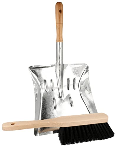 Lantelme Kehrblech Metall und Holz Handfeger im Set | Verzinkte Schaufel Breite 22cm und Handbesen mit Kunstfasern | Robuste Kehrgarnitur für Haus, Werkstatt, Garten und Haushalt von Lantelme