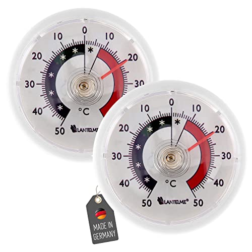 2 Stück Kühlschrankthermometer Gefrierschrankthermometer 5,2cm rund analog selbstklebend Bimetall (Weiß) Kühl Gefrierschrank Thermometer von Lantelme