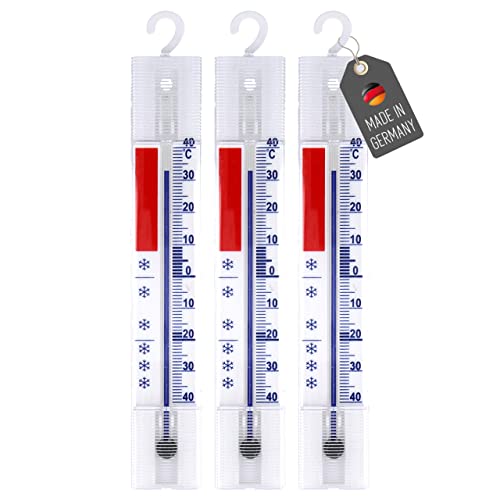 Lantelme 3 Stück Kühlschrankthermometer mit Haken zum Aufhängen Temperaturbereich + - 40°C | Analoges Thermometer Set für Gefrierschrank Kühlfach Kühltheke und Kühlschrank zur Temperaturkontrolle von Lantelme