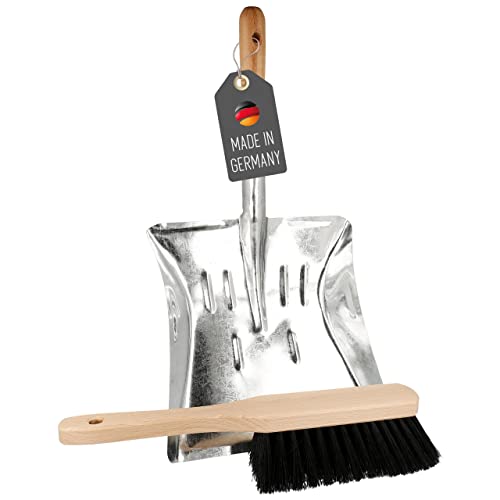 Lantelme Holz Handfeger Kunstborsten und Metall Kehrschaufel 43 x 22cm Set | Kehrblech Schaufel aus verzinktem Metall mit Holzgriff | Handbesen Kehrset Perfekt für Innenbereich Robust Langlebig von Lantelme
