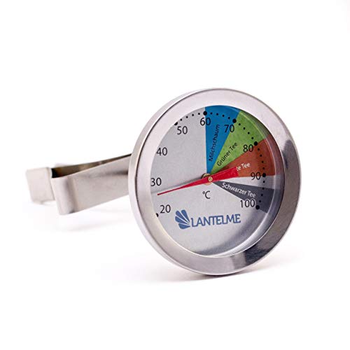 Lantelme Barista Milchthermometer aus Edelstahl mit Sonde und Clip | Analog Thermometer für Milch Latte Macchiato Cappuccino Kakao und Tee | für Milchkännchen Milchschaum und Teewasser Lantelme Barista Milchthermometer aus Edelstahl mit Sonde und Clip | Analog Thermometer für Milch Latte Macchiato Cappuccino Kakao und Tee | für Milchkännchen Milchschaum und Teewasser von Lantelme