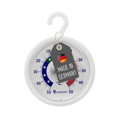 Lantelme Kühlschrankthermometer Temperaturanzeiger + - 50°C | Mit Haken zum aufhängen | Gefrierschrank Kühlschrank Kühltheken Analog Thermometer Made in Germany (Rund) von Lantelme