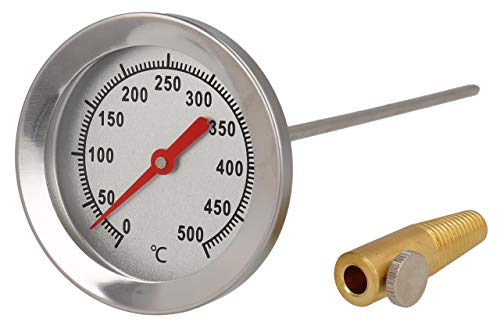 Lantelme® 500 Grad Pizzaofen Thermometer Edelstahl zur Garraumtemperaturmessung für Backofen Grill und Smoker Ø 6,2cm (15cm Sonde) von Lantelme