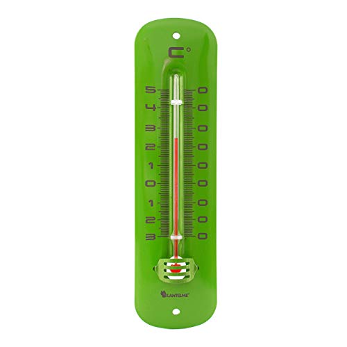 Lantelme® Zimmerthermometer 19cm grün Metall Thermometer analog für innen und Aussen Zimmer Büro Garten modern retro vintage von Lantelme
