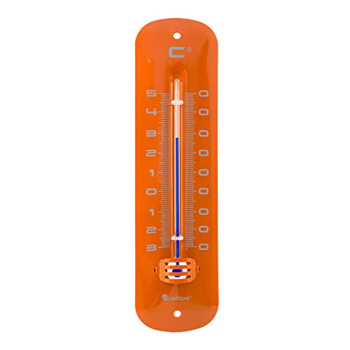 Lantelme® Zimmerthermometer 19cm orange Metall Thermometer analog für innen und Aussen Zimmer Büro Garten modern retro vintage von Lantelme