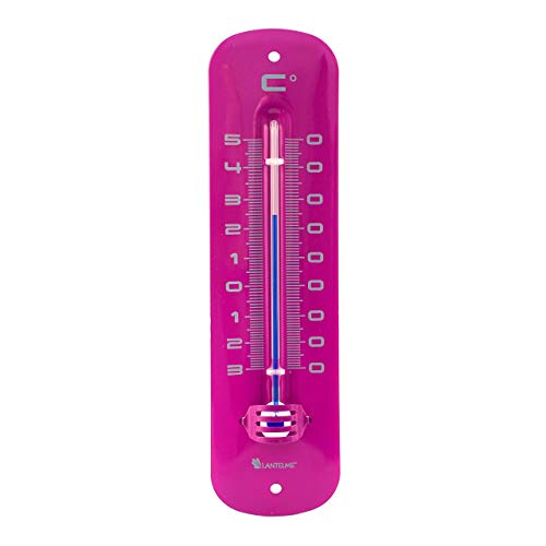 Lantelme® Zimmerthermometer 19cm pink Metall Thermometer analog für innen und Aussen Zimmer Büro Garten modern retro vintage von Lantelme