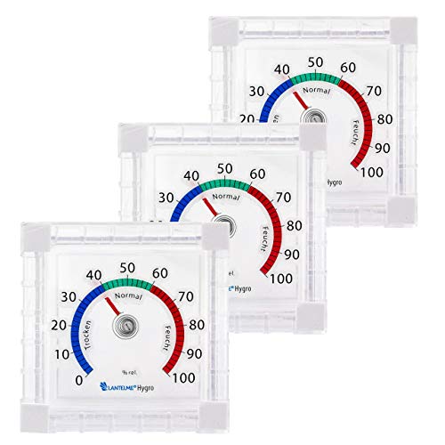 Lantelme 3 Stück Fenster Hygrometer Set selbstklebend Luftfeuchte Analog Feuchtemesser Luftfeuchtigkeit Außen 6707 von Lantelme