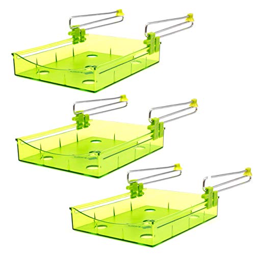 Lantelme 3 Stück Kühlschrank Zusatz Klemmfach Set ausziehbar mit Saugnapf | Zusatzschublade organizer für Lebensmittel und Arzneimittel | Zusätzliches Staufach für kleine Utensilien Medikamente von Lantelme