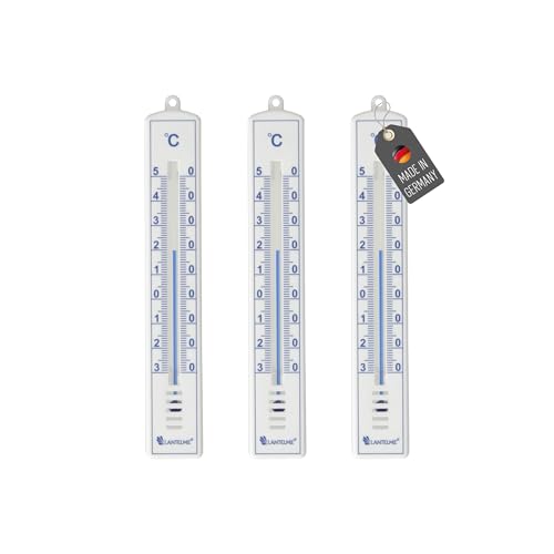 Lantelme 3 Stück Gartenthermometer Set Temperatur + - 50°C 17cm länge | Wetterfest Analog Thermometer für Innen und Außen in Weiß | Außenthermometer Zimmerthermometer für Garten Balkon Terrasse von Lantelme