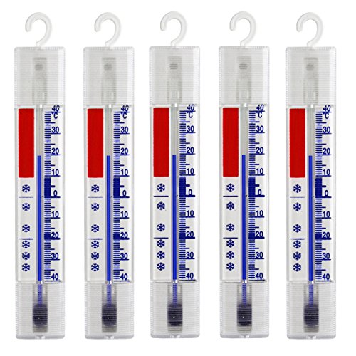 Lantelme 5 Stück Kühlschrank Thermometer Set Deutsche Herstellung analog Gefrierschrank Kühlschrankthermometer Haken 3293 von Lantelme