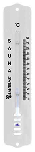 Lantelme Sauna Thermometer Metall 20cm groß Temperaturanzeige bis 120°C Grad Celsius weiß lackiert analoges Saunathermometer Zubehör zum Saunen von Lantelme