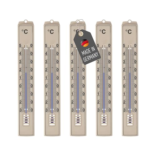 Lantelme 5 Stück Außenthermometer Temperaturanzeige -30°C bis 50°C | Analog Kunststoff Thermometer Set 18cm lang in Beige | Gartenthermometer für Innen Außen Garten Keller Balkon Lantelme 5 Stück Außenthermometer Temperaturanzeige -30°C bis 50°C | Analog Kunststoff Thermometer Set 18cm lang in Beige | Gartenthermometer für Innen Außen Garten Keller Balkon von Lantelme