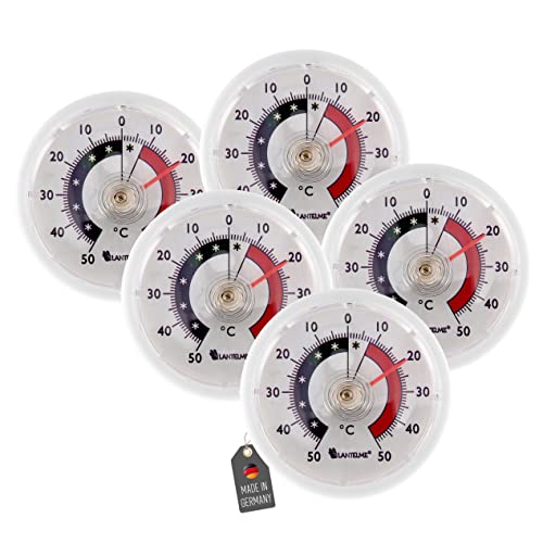 Lantelme 5 Stück Kühlschrankthermometer Set selbstklebend Kühl Gefrierschrank Thermometer analog weiß von Lantelme