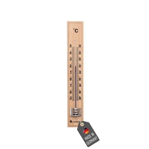 Lantelme Gartenthermometer Holz Temperaturanzeige -30°C bis +50°C Analog | Wetterfest 17cm Farbe Beige | Thermometer für Zimmer Innen Außen Garten | Außenthermometer Holzthermometer (Holz) von Lantelme