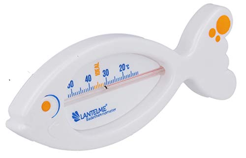 Lantelme Badethermometer Fisch weiß Temperaturanzeige bis 52°C Grad Wassertemperatur | Analog Thermometer für sicheres Baden in Badewanne | Für Baby Kleinkinder Kinder und Erwachsene (Weiß) von Lantelme