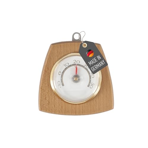 Lantelme Zimmerthermometer mit Holzrahmen Temperaturanzeige -10°C bis 50°C Analog | Holzthermometer für Innen Zimmer | Nussholz Bimetall Holz Thermometer mit Metallöse zum Aufhängen (Dunkel) von Lantelme
