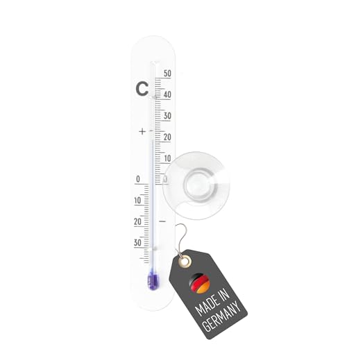 Lantelme Fensterthermometer mit Saugnapf Temperaturanzeige Analog -35°C bis 50°C | Aluminium in Silber | Metall Thermometer mit Saugkopf für Außen Fenster Fensterscheibe Fensterrahmen (Alu) von Lantelme