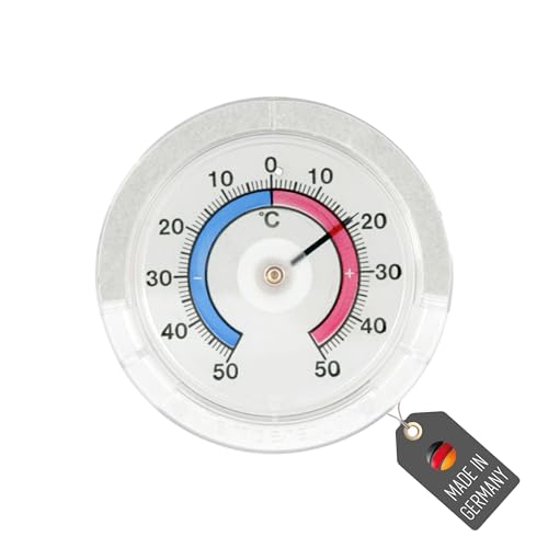 Lantelme Fensterthermometer Selbstklebend Temperaturanzeige + - 50°C Analog | Kunststoff Rund 7,5cm Transparent | Thermometer Außen am Fenster Fensterrahmen Fensterscheibe zum ankleben (Rund) von Lantelme