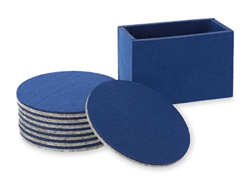 Lantelme 9 Stück Filzuntersetzer Set mit Box Farbe Blau runde Untersetzer für Gläser | Filzunterlagen für Getränkegläser Flaschen Tassen | Perfekt als Tischuntersetzer Küche Wohnzimmer Gartentisch von Lantelme