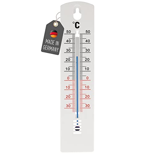 Lantelme Gartenthermometer 20cm weiß Außenthermometer Innenthermometer Kunststoff Analog -35 bis +50 Grad Garten Außen Innen Zimmer Thermometer von Lantelme