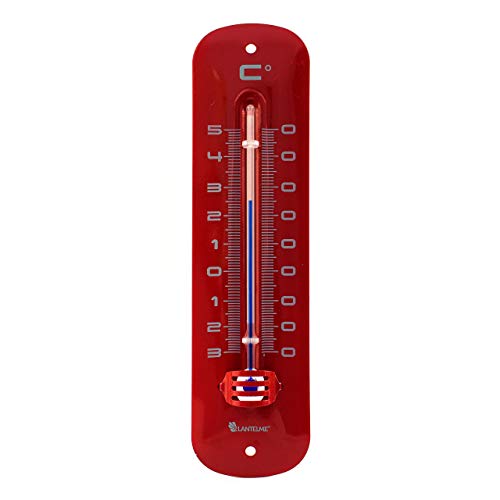 Lantelme® Zimmerthermometer 19cm rot Metall Thermometer analog für innen und Aussen Zimmer Büro Garten modern retro vintage von Lantelme