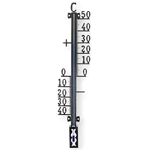 Lantelme Gartenthermometer Metall 27cm lang Farbe Schwarz Temperatur -40°C bis 50°C | Analog Thermometer Innen Außen Garten | Außenthermometer Schauthermometer (27cm Metall) von Lantelme