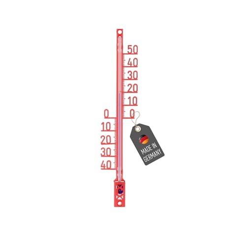 Lantelme Außenthermometer 16cm Temperaturanzeige -40°C bis 50°C Analog | Kunststoff Thermometer in Rot auch für Innen Außen Garten zum aufhängen | Gartenthermometer Innenthermometer (Rot) von Lantelme