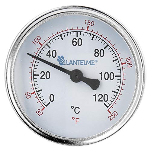Lantelme Edelstahl Heizungsthermometer 1/2 Zoll mit Messing Tauchhülse | Temperatur bis 120°C | Wasserthermometer Kaltwasser Heißwasser | Boiler Heizung Thermometer Analog blau von Lantelme