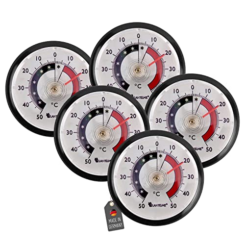 Lantelme 5 Stück Kühlschrankthermometer Set selbstklebend auch für Kühl Gefrierschrank Kühlschrank Kühltheke Weinkühlschrank Minibar Thermometer Analog schwarz 8060 von Lantelme